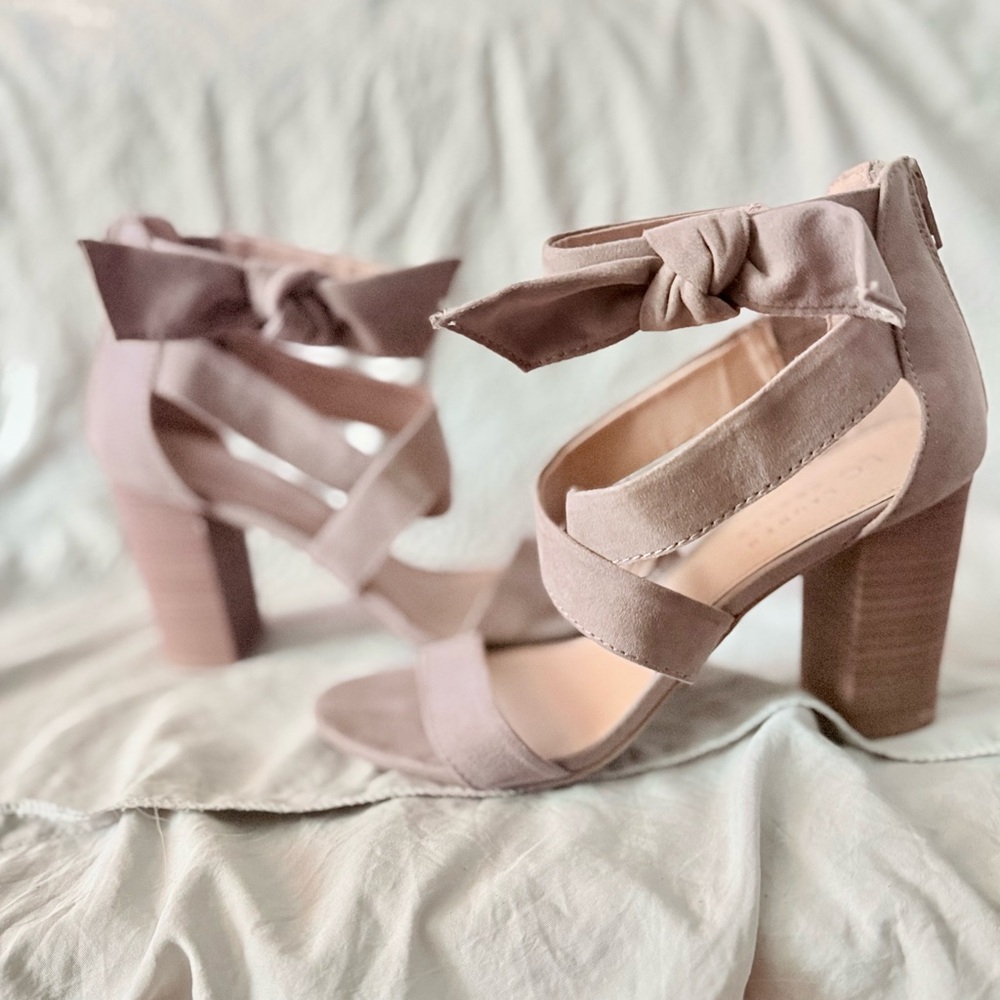 LC Lauren Conrad Tan Heeled Sandals with Block Heel